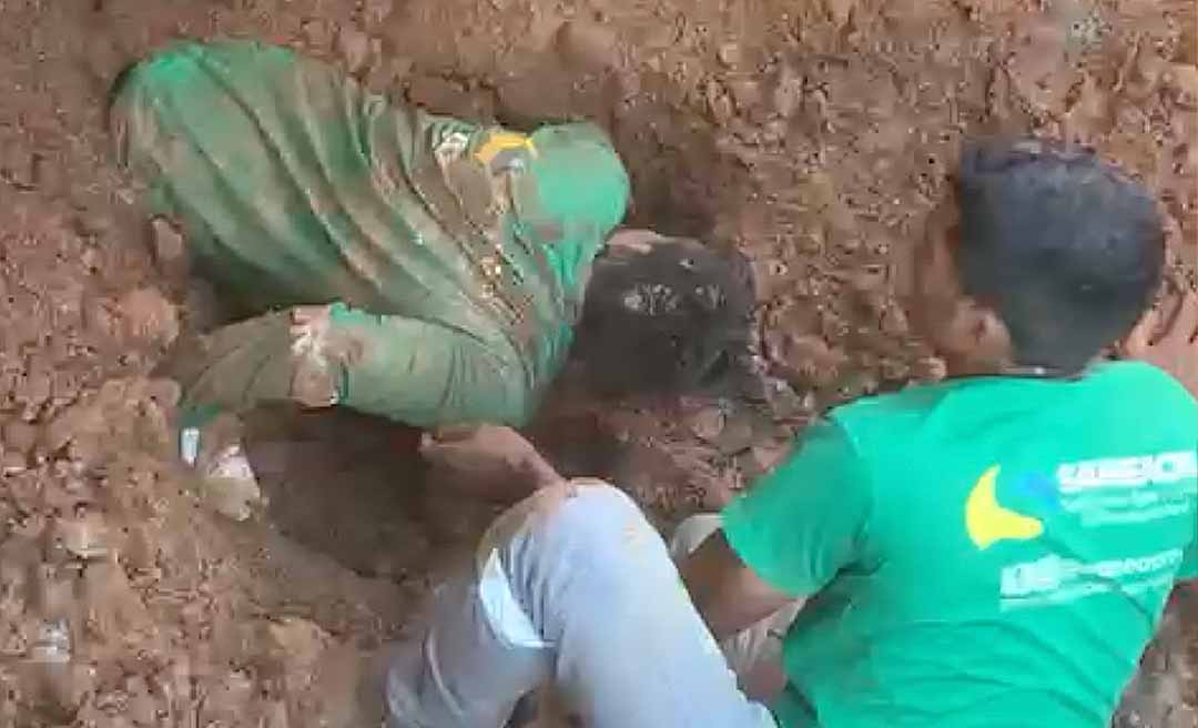 Trabalhador sobrevive a soterramento em obra da Saneacre; vítima realizava serviço de manutenção