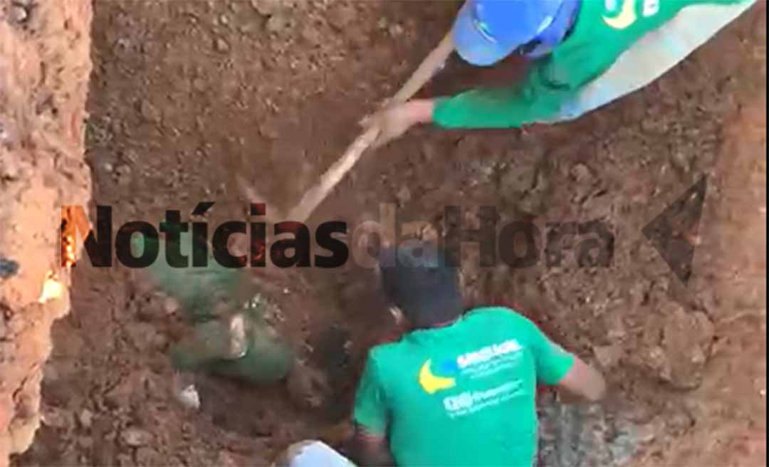 Trabalhador sobrevive a soterramento em obra da Saneacre; vítima realizava serviço de manutenção