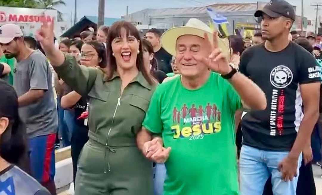 Bocalom participa da Marcha para Jesus em Rio Branco ao lado da primeira-dama, Kelen Nunes: “Viemos celebrar nossa fé"