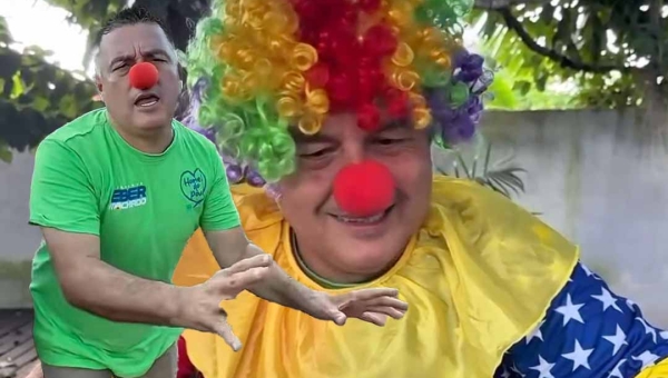 Vestido de palhaço, vereador Eber Machado reage a fala do prefeito Bocalom sobre atuação da oposição