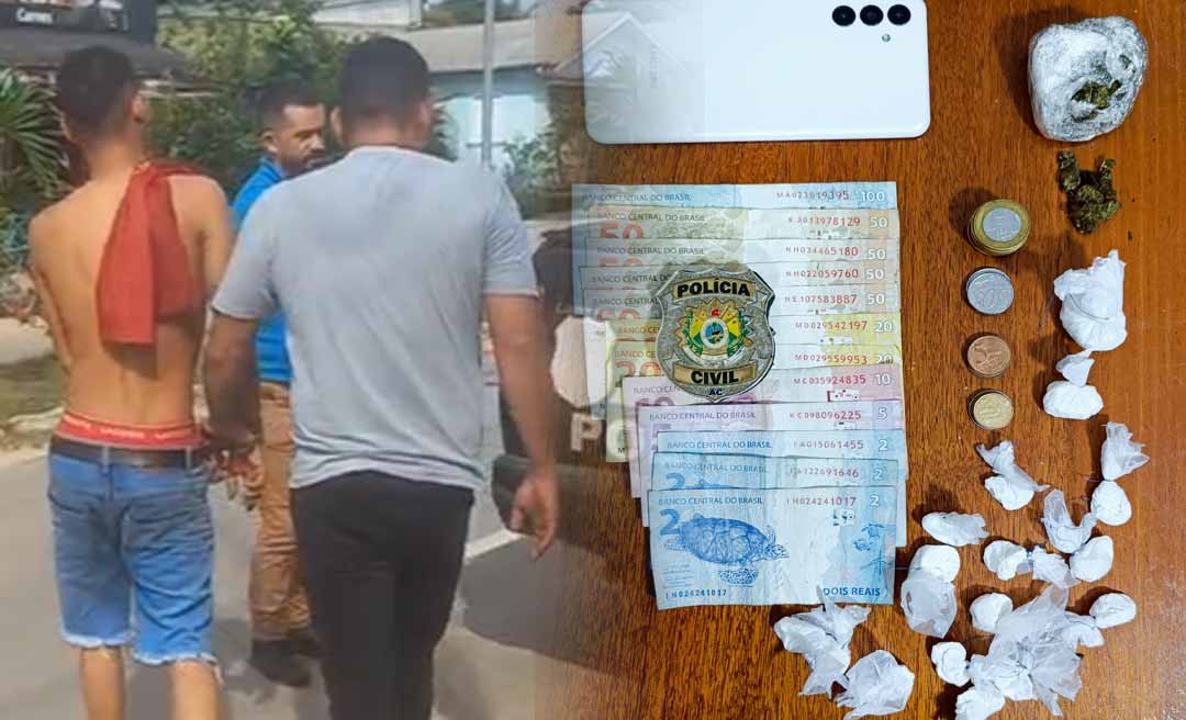 Após tentar se livrar de droga durante abordagem, homem é preso por tráfico no interior