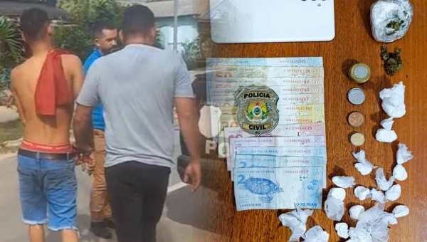 Após tentar se livrar de droga durante abordagem, homem é preso por tráfico no interior
