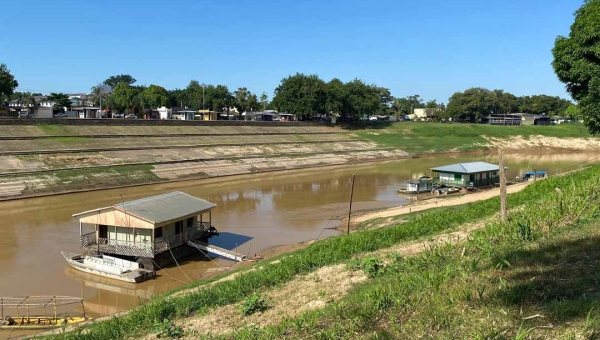 Com um pouco mais de 3 metros, Rio Acre registra nível mais baixo do ano na Capital e preocupa Defesa Civil do município