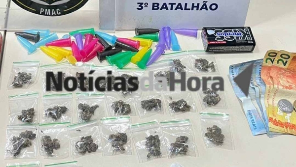 Três homens e uma menor de 14 anos são presos suspeitos de tráfico de drogas no bairro Eldorado, em Rio Branco