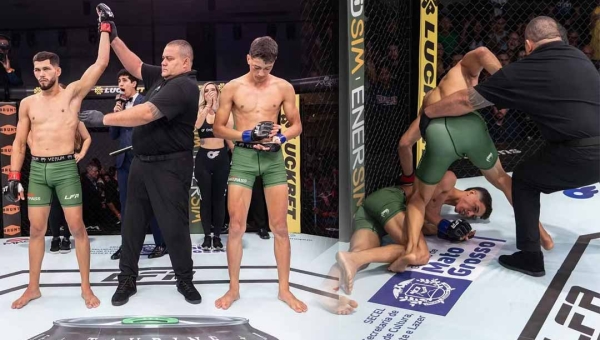 Lutador acreano brilha no LFA e conquista vitória por nocaute; chute rodado certeiro derrubou adversário