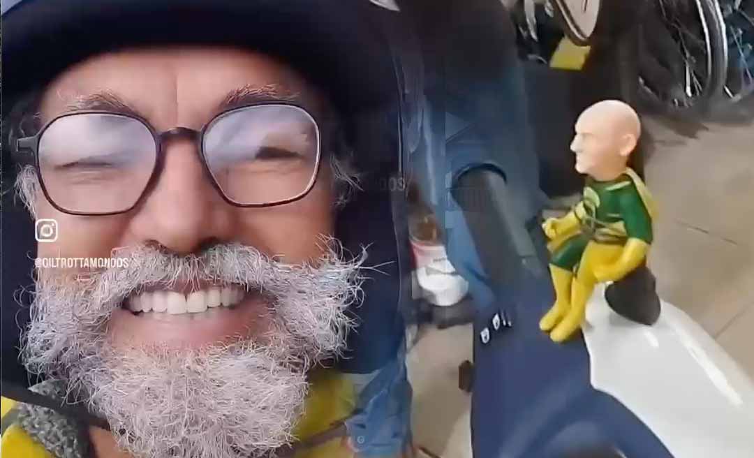 Ciclista e cineasta acreano Trottamondos se aproxima de Santa Catarina após percorrer mais de 4 mil km em moto de baixa cilindrada