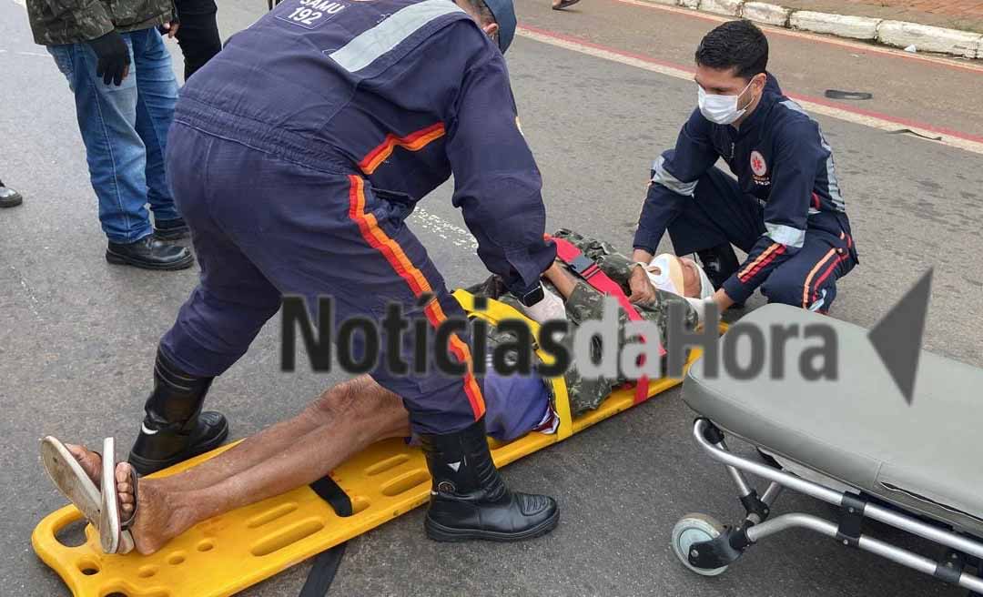 Idoso de 82 anos é atropelado por mototáxi ao tentar atravessar Avenida Antônio da Rocha Viana, em Rio Branco