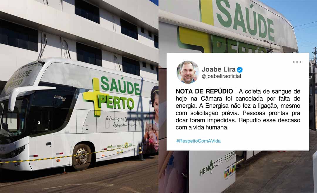 Por falta de energia, Hemoacre deixa de realizar serviço de coleta de sangue na Câmara de Rio Branco e vereador repudia “descaso” da Energisa