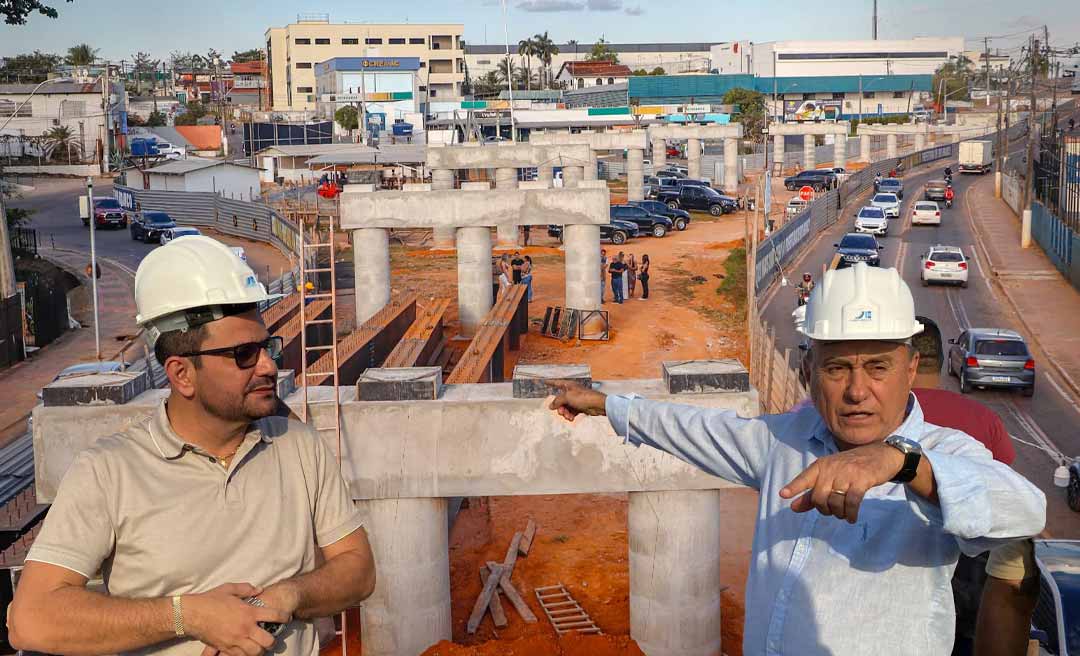 Governador Gladson Cameli visita obras do elevado Mamedio Bittar ao lado do prefeito Bocalom: “Quem apostou contra essa união perdeu. Deu certo”