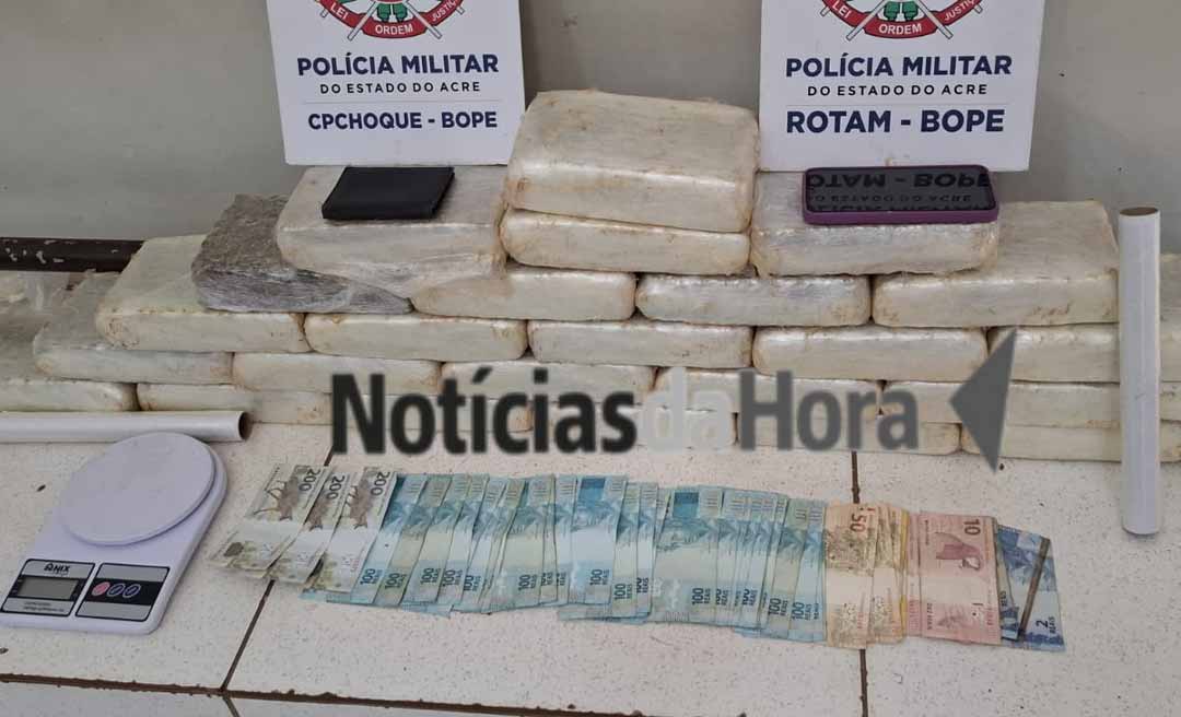 BOPE apreende quase 30 kg de maconha e prende suspeito no bairro Eldorado, em Rio Branco