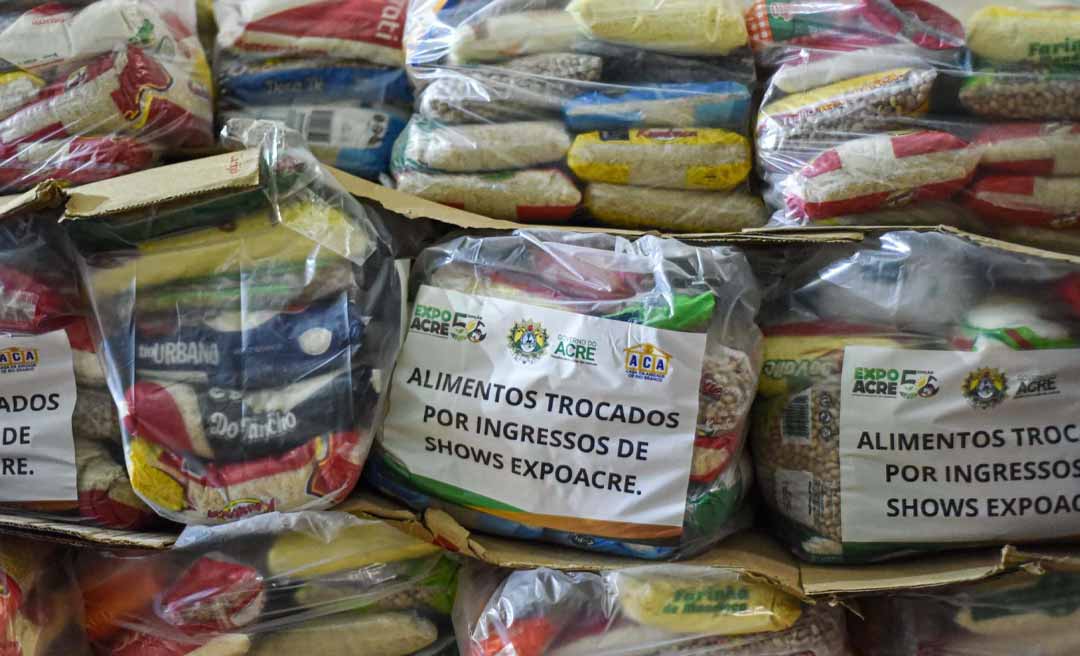 Mais de 80 instituições recebem 3 mil cestas básicas montadas com alimentos arrecadados na Expoacre