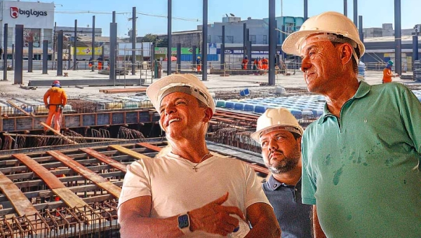 Prefeito Bocalom e Márcio Bittar acompanham obras do Mercado Elias Mansour: “Será motivo de orgulho, comparável aos melhores do Brasil”