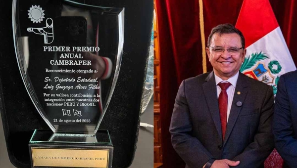 Em Lima, Gonzaga é homenageado pela Câmara de Comércio Brasil-Peru pela luta em prol da integração comercial