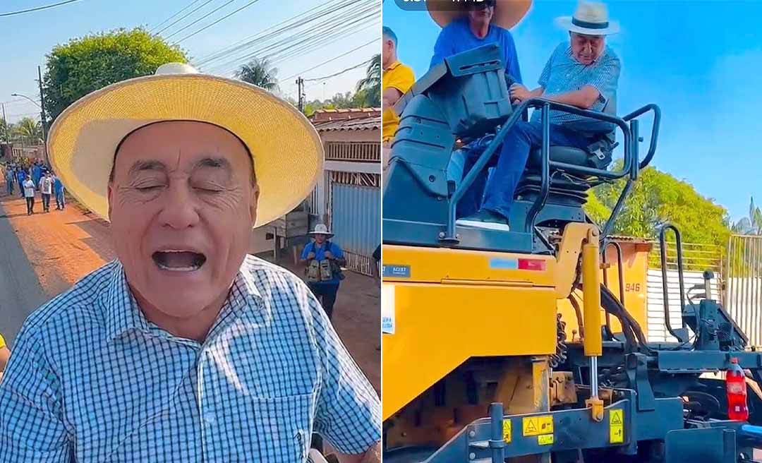 Em vídeo em cima de máquina de pavimentação, Bocalom detona Ruas do Povo e promete asfalto de qualidade