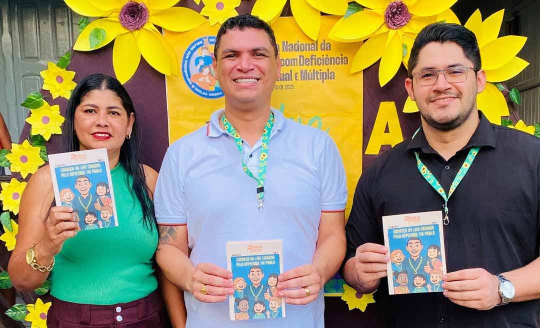 Deputado Tio Pablo entrega colares de girassol e destaca leis de inclusão na APAE de Plácido de Castro