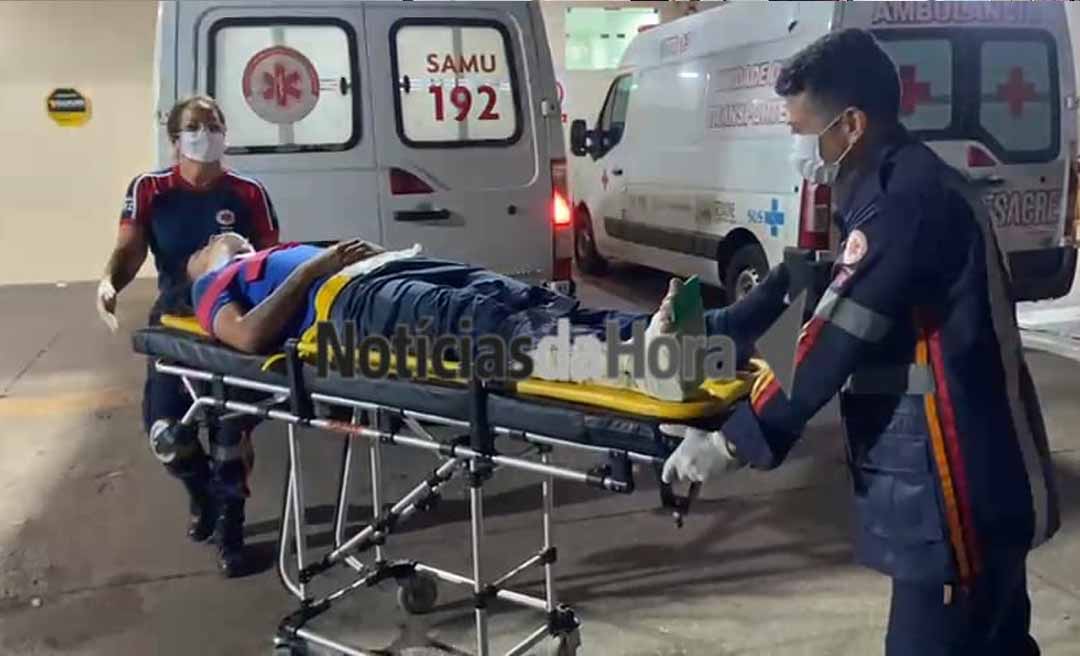 Motociclista é preso após acidente e vai para o Pronto-Socorro com fraturas em Rio Branco