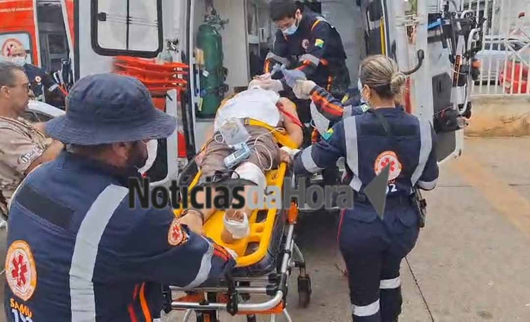 Colisão entre motos deixa homem em estado grave no bairro Novo Calafate, em Rio Branco