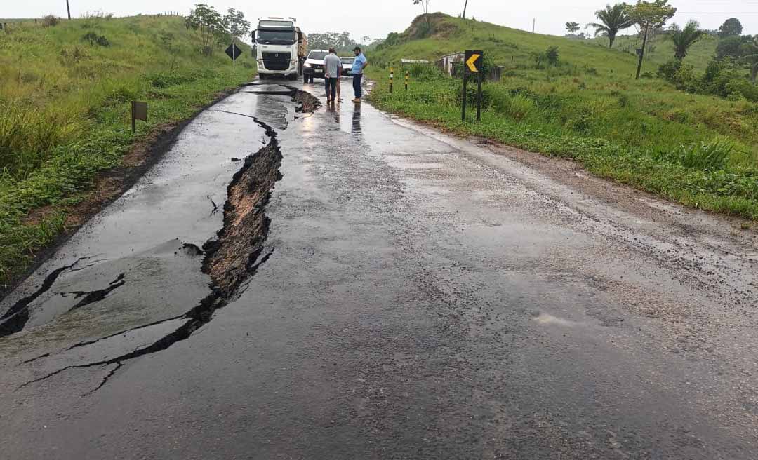 Trecho da BR-364 conhecido como ‘Vale das Erosões’, entre o acesso de Manoel Urbano ao Jurupari, é considerado crítico