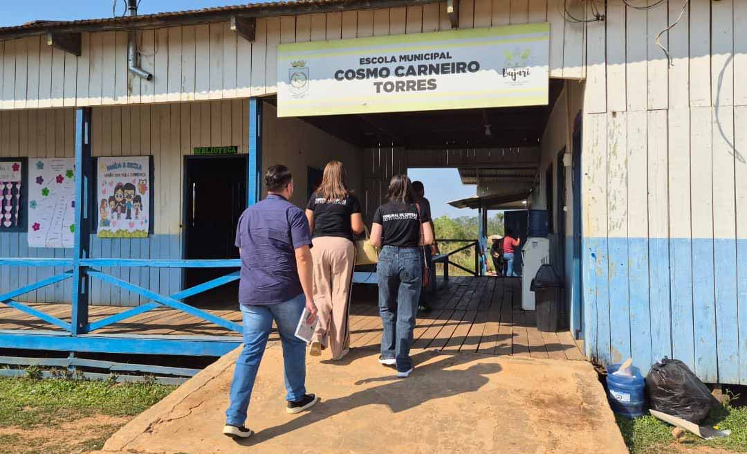 Tribunal de Contas do Acre fiscaliza infraestrutura de escolas rurais do Bujari