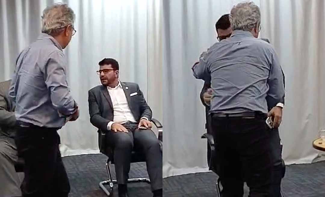Adversários, Gladson e Jorge Viana se cumprimentam em Conferência do Trabalho no Acre