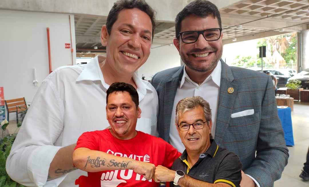 Troca de abraços entre Gladson e Cesário ocorreu logo após troca de farpas entre o governador e o petista Jorge Viana