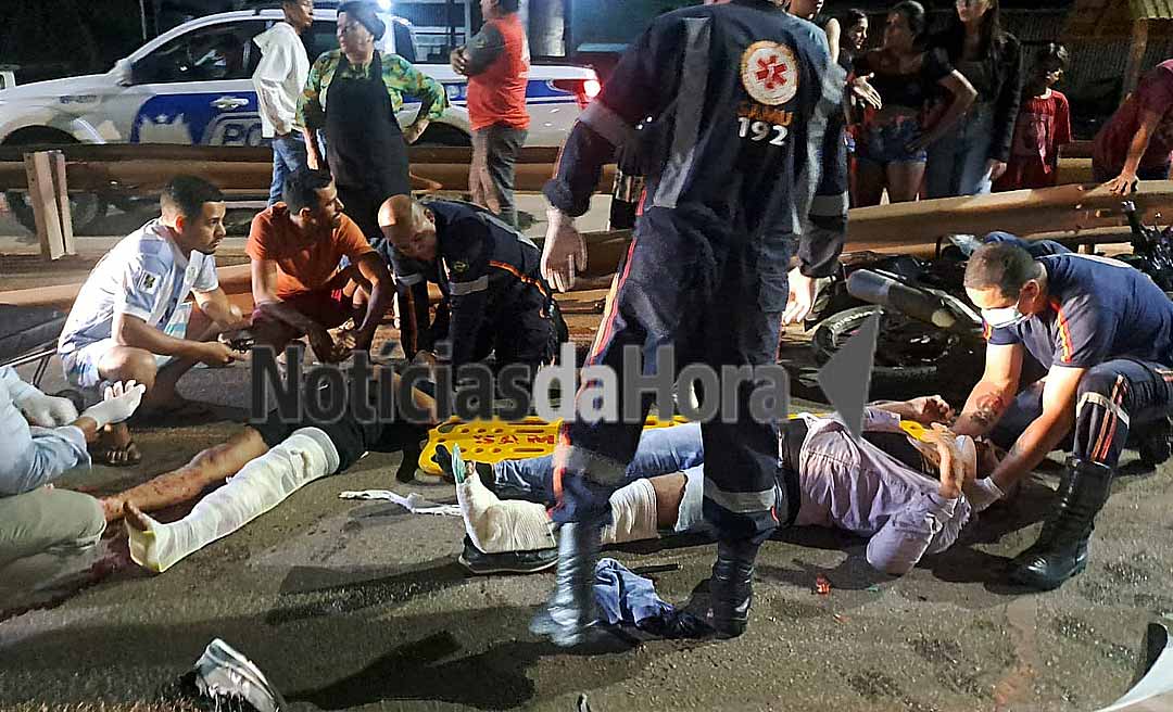 Conversão proibida causa acidente e deixa três motociclistas feridos no bairro Belo Jardim I, Segundo Distrito de Rio Branco