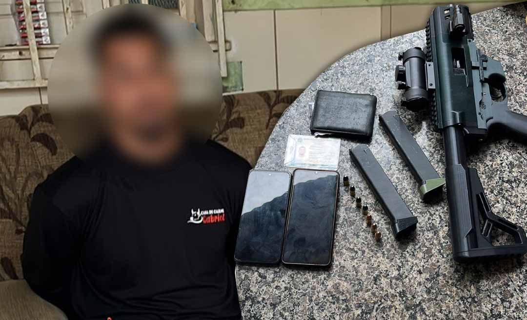 Homem preso em flagrante com metralhadora já usava tornozeleira e ganha liberdade após audiência de custódia