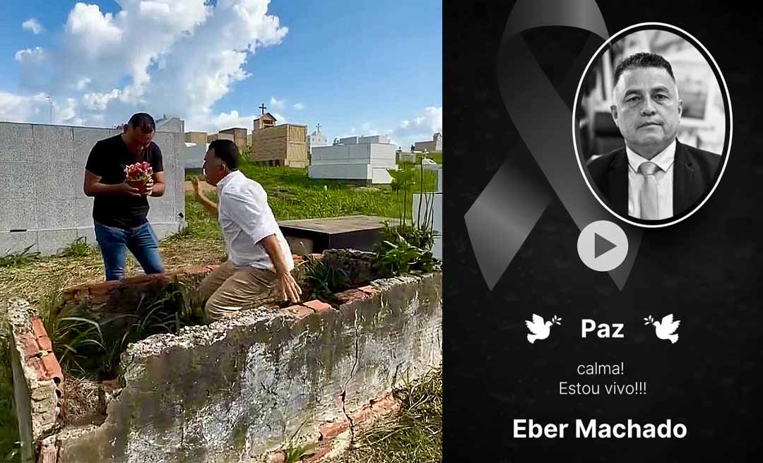 Vereador Eber Machado exuma críticas direto do Cemitério Jardim da Saudade: “Olha a ossada aí”