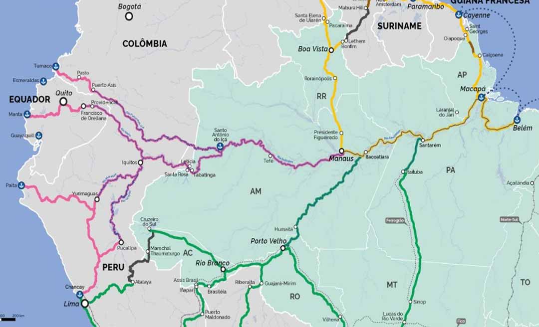 Rota que sai de Manaus, chamada Bioceânica, será a principal conexão do Brasil com Chancay no Peru, diz Ministério