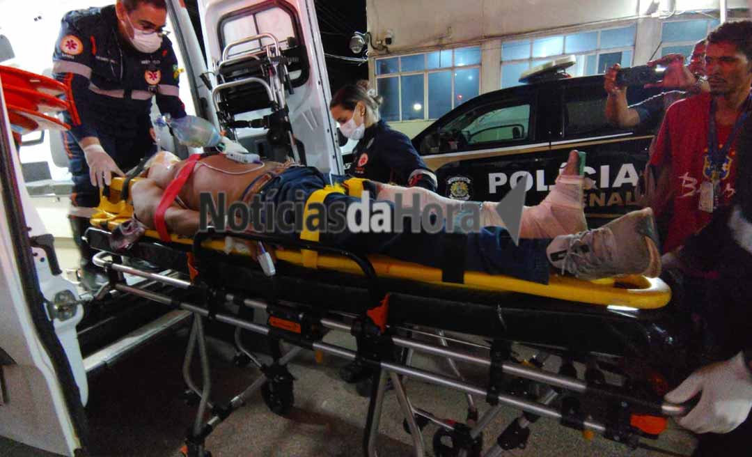 Acidente na BR-364 deixa idoso gravemente ferido e motociclista machucado