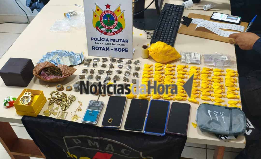 Denúncia anônima faz com que ROTAM prenda dois suspeitos pelo crime de tráfico de drogas em Rio Branco
