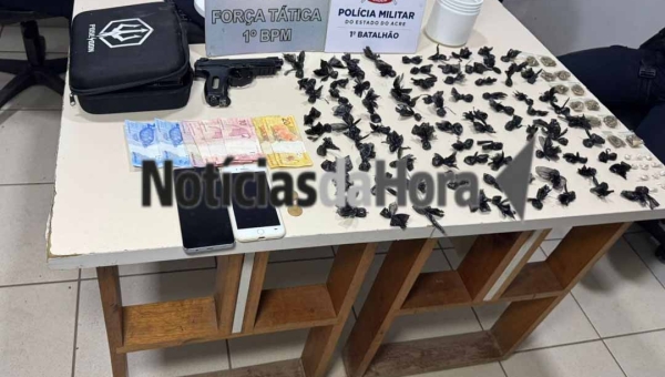 Monitorado é preso pela Força Tática do 1º BPM com drogas e simulacro de arma no Conjunto Esperança