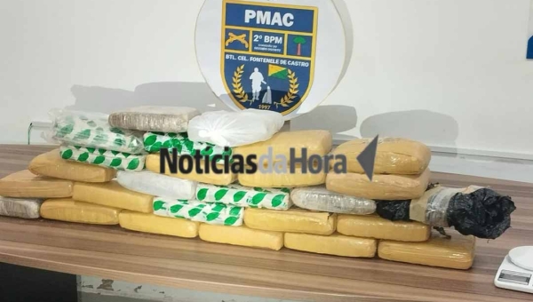 Força Tática do 2º Batalhão apreende 27 quilos de drogas após denúncia anônima em área de mata no Segundo Distrito de Rio Branco