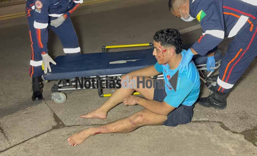 Motociclista sofre ferimentos após carro fazer conversão irregular e causar acidente em Rio Branco