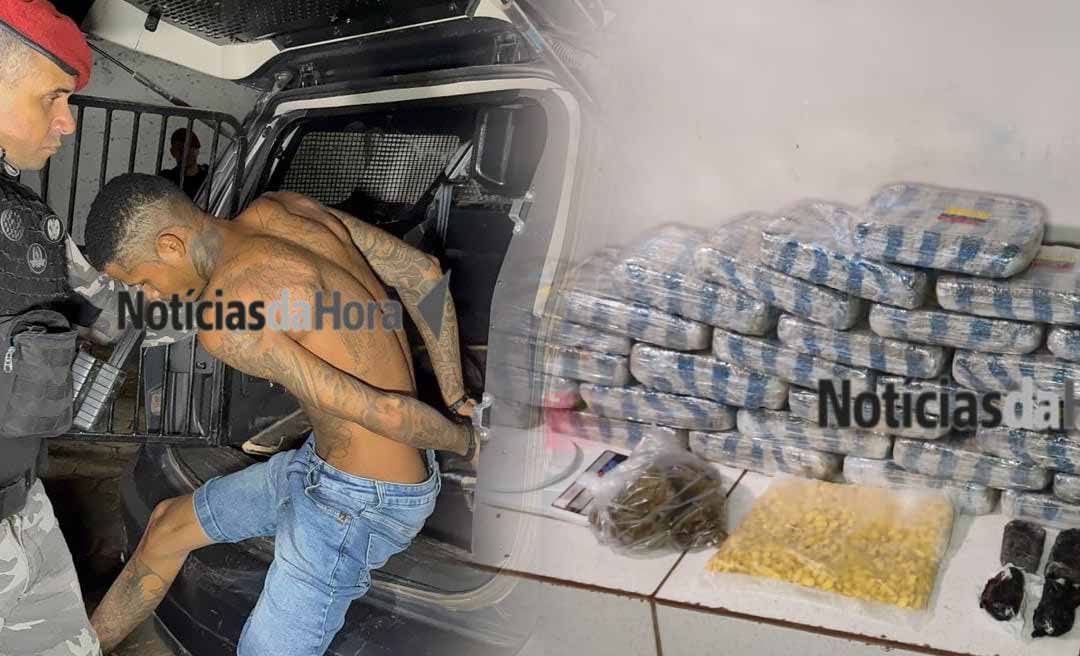Homem acusado por tráfico de drogas é preso com quase 40 quilos de skunk, haxixe e ecstasy 