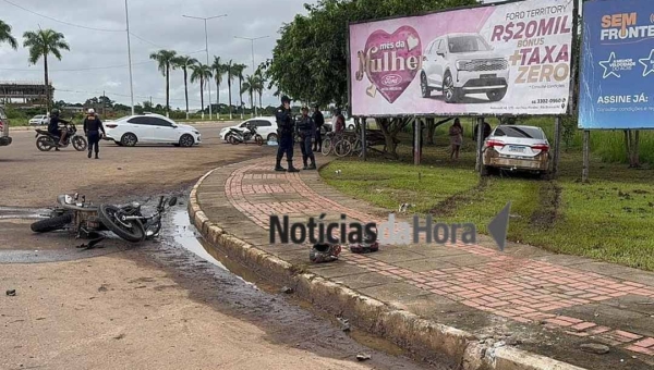Sargento da reserva abandona carro após acidente com moto e acaba preso por munição ilegal em Rio Branco