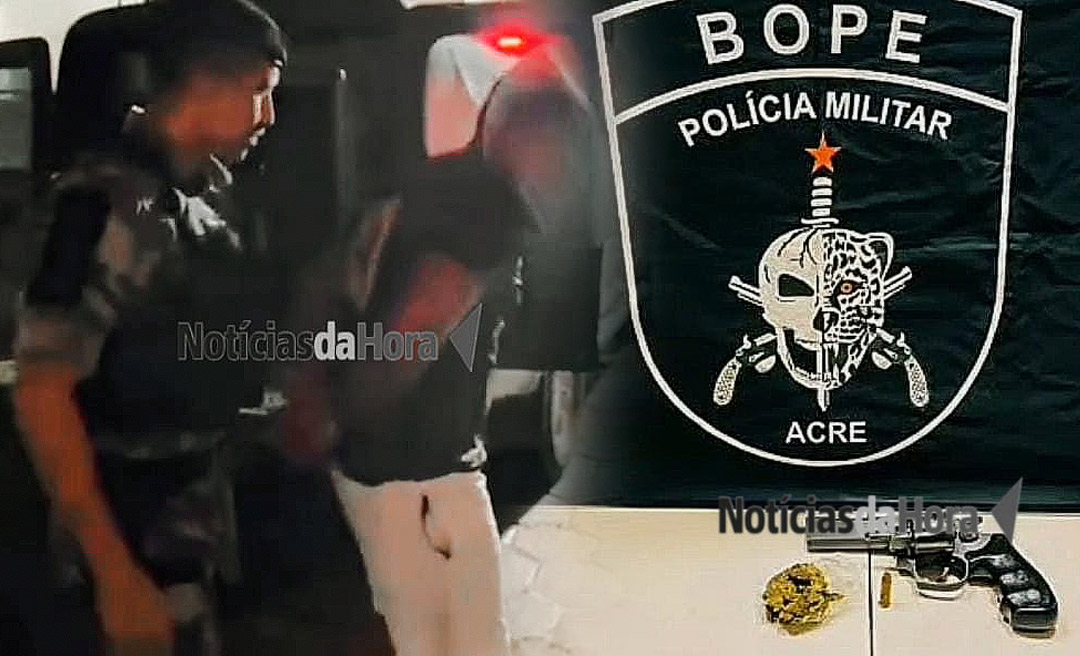 Polícia Militar estoura esconderijo e prende monitorado com arma e drogas na capital