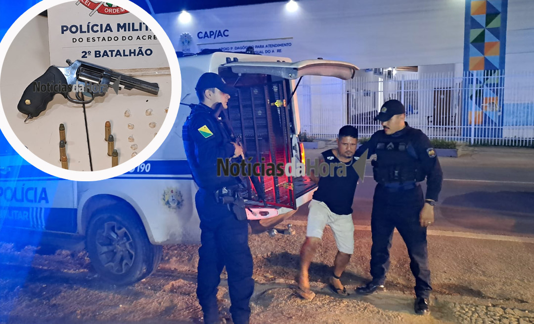 Suspeito de integrar facção é preso com drogas, arma e munições no Recanto dos Buritis, em Rio Branco