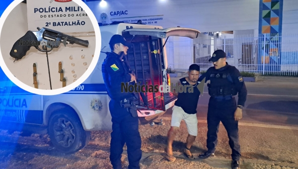 Suspeito de integrar facção é preso com drogas, arma e munições no Recanto dos Buritis, em Rio Branco