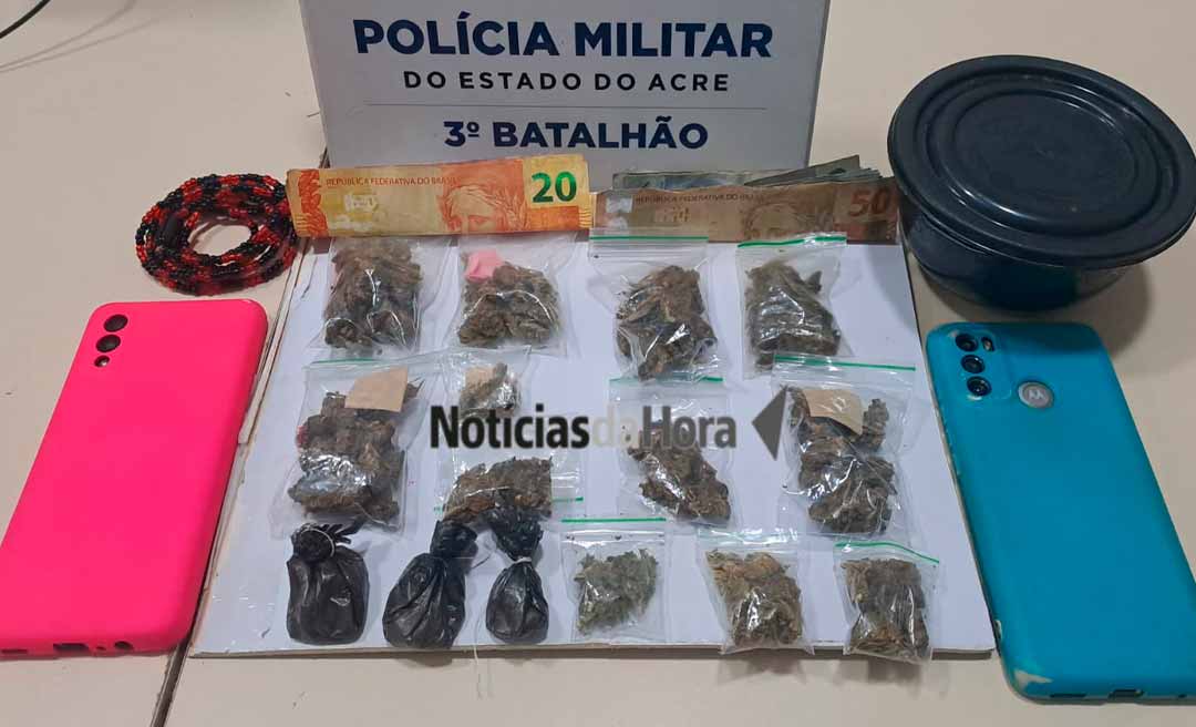 Dupla é presa com drogas durante ação da Força Tática no bairro Tancredo Neves, em Rio Branco
