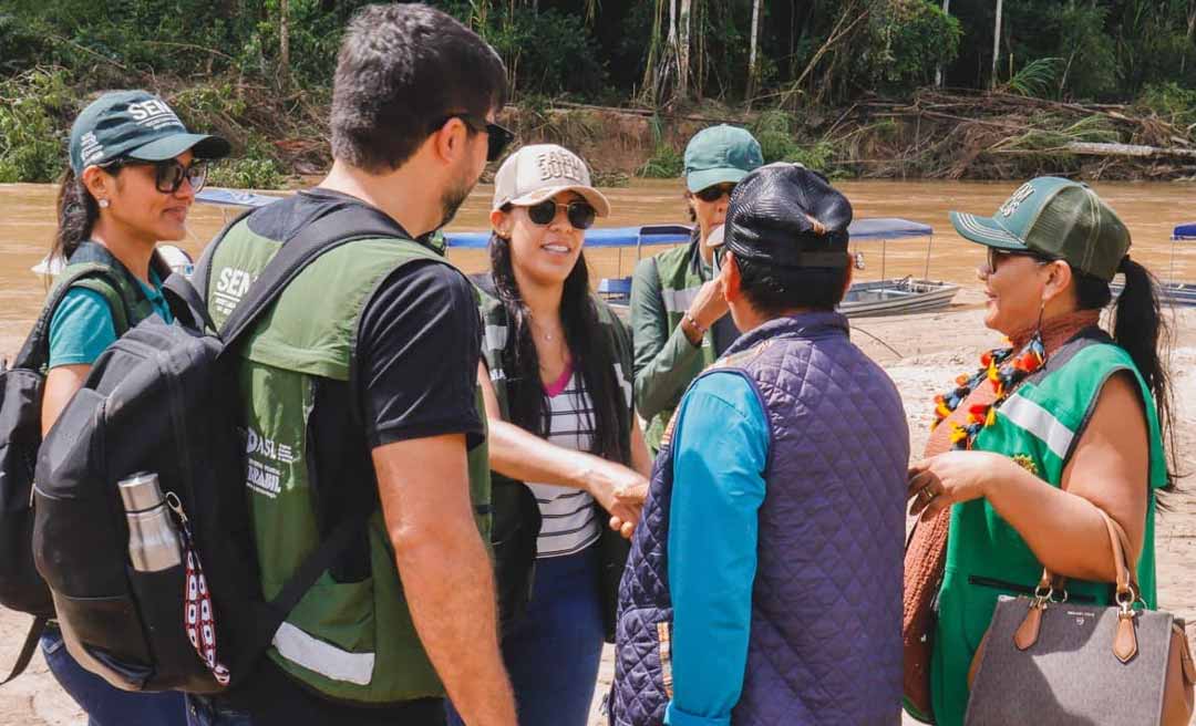Governo do Acre reforça apoio às aldeias atingidas por enchente na Terra Indígena do rio Gregório, em Tarauacá