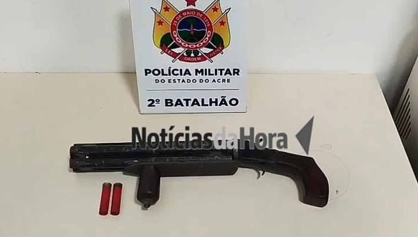 Arma de fabricação artesanal é apreendida pelo Tático após fuga de suspeitos no Segundo Distrito de Rio Branco